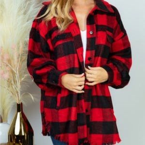 White Birch Buffalo Plaid Medium Flannel style Red & Black jacket NWOT Medium